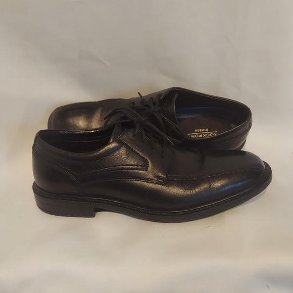 Rockport Mens Black Leather Lace-Up Bike Toe Loafers Size 9.5 - Picture 1 of 11